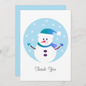 Vielen Dank Weihnachten Snowman Snowflakes Dankeskarte (Vorne/Hinten)