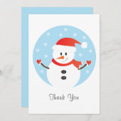Vielen Dank Weihnachten Snowman Snowflakes Rot Dankeskarte (Vorne/Hinten)