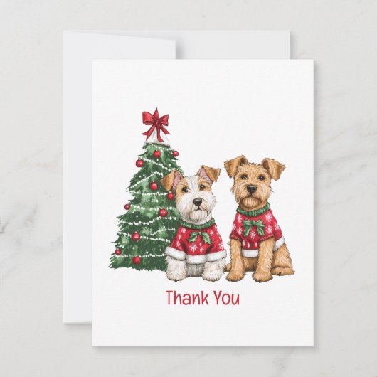 Vielen Dank Weihnachten Welsh Wire Fox Terrier Hun Dankeskarte (Vorderseite)