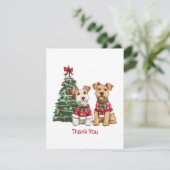 Vielen Dank Weihnachten Welsh Wire Fox Terrier Hun Dankeskarte (Stehend Vorderseite)