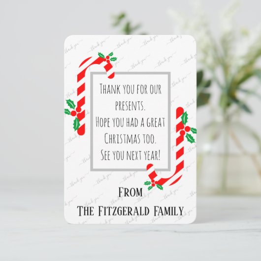 Vielen Dank Weihnachtsfeiertag Custom Personalisie Dankeskarte (Stehend Vorderseite)