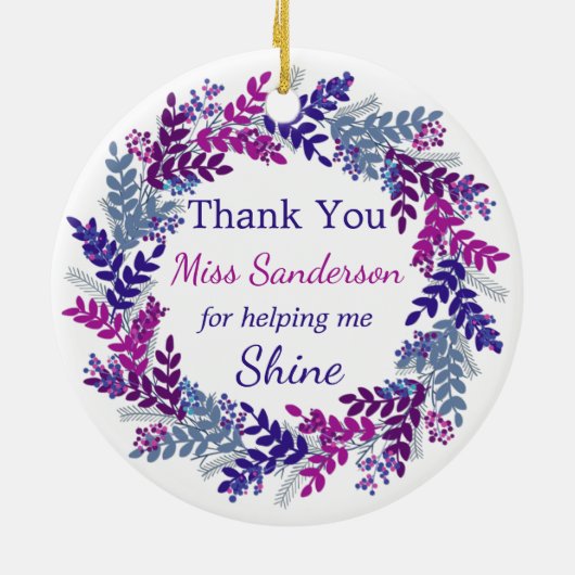 Vielen Dank Weihnachtsmann Lehrer Anerkennung Keramik Ornament (Hinten)