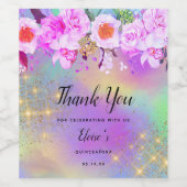 Vielen Dank Weinetikett Rainbow Floral Gastgeschen (Einzelnes Label)