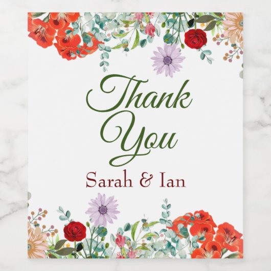 Vielen Dank Weinflaschenfavoriten Weinetikett (Einzelnes Label)