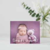Vielen Dank | weiß | Baby Foto Vielen Dank Postkarte (Stehend Vorderseite)