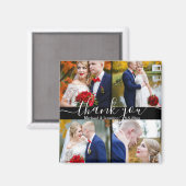 Vielen Dank, weiße Handschrift 4 Fotos Hochzeit sc Magnet (Vorderseite/Rückseite)