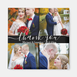 Vielen Dank, weiße Handschrift 4 Fotos Hochzeit sc Magnet