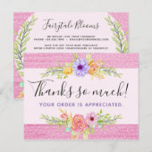 Vielen Dank Whimsical Floral Rose Rustikal Pink Wo Postkarte (Vorne/Hinten)