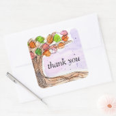 Vielen Dank - Whimsical Watercolor Leafy Tree Quadratischer Aufkleber (Umschlag)