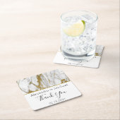 Vielen Dank White and Gold Elegante Marmor Rechteckiger Pappuntersetzer (Vor Ort)