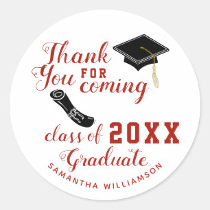 Vielen Dank, White and Red Class of 2025 Graduate Runder Aufkleber