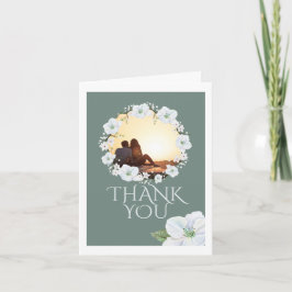 Vielen Dank White Apple Blossom Wreath Foto Weddin Karte