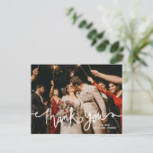 Vielen Dank White Calligraphy Modern Elegante Chic Postkarte (Stehend Vorderseite)