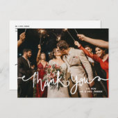 Vielen Dank White Calligraphy Modern Elegante Chic Postkarte (Vorne/Hinten)