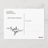 Vielen Dank White Calligraphy Modern Elegante Chic Postkarte (Rückseite)