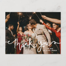 Vielen Dank White Calligraphy Modern Elegante Chic Postkarte