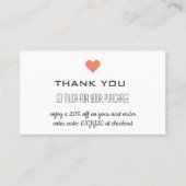 Vielen Dank White Discount Herzens Visitenkarte (Vorderseite)