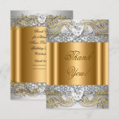 Vielen Dank White Gold Geburtstagsparty Diamond Dankeskarte (Vorne/Hinten)