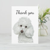 Vielen Dank White Poodle Hund Tier Tier Dankeskarte (Stehend Vorderseite)
