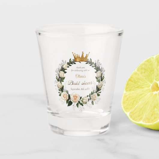 Vielen Dank White Roses & Baby's Atem Schnapsglas (Vorderseite)