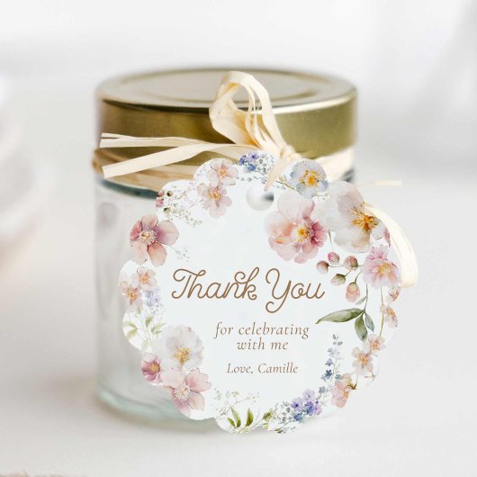 Vielen Dank, Wildblume Birthday Round Geschenkanhänger