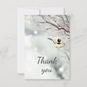 Vielen Dank Winter Frosty Trees Chickadee Bird Art Dankeskarte