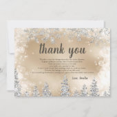 Vielen Dank Winter Silber Pine Gold Babydusche Dankeskarte (Vorderseite)