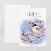 Vielen Dank Winter Snow Chickadee Bird Nature Dankeskarte (Vorne/Hinten)