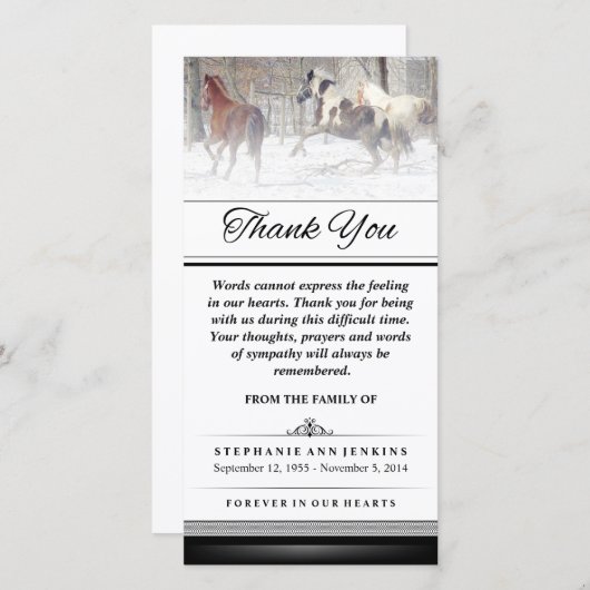 Vielen Dank - Winterpferde - Worte können nicht au Dankeskarte (Vorne/Hinten)