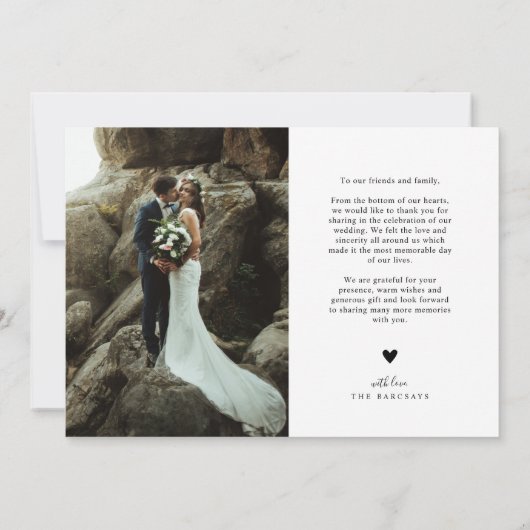 Vielen Dank Wirbler Schriftart Horizontal Foto Wed Dankeskarte (Rückseite)