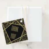 Vielen Dank Wonky Linien 60 Zahlenmuster Gold/Schw Geschenkanhänger (Beispiel)