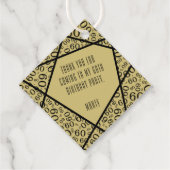 Vielen Dank Wonky Linien 60 Zahlenmuster Gold/Schw Geschenkanhänger (Rückseite)