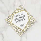 Vielen Dank Wonky Linien 60 Zahlenmuster Gold/Weiß Geschenkanhänger (Rückseite)