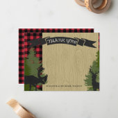 Vielen Dank Woodland Forest Lumberjack Baby Dusche Mitteilungskarte (Vorderseite/Rückseite Beispiel)