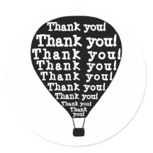 Vielen Dank Word Art Hot Air Ballon Schwarz und We