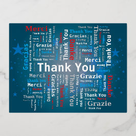 Vielen Dank Word Cloud - 5 Sprachen - Deep Blue Folien Feiertagspostkarte