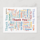 Vielen Dank Word Cloud in 5 Sprachen Postkarte (Vorderseite)