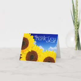 Vielen Dank Yellow Sunflower Blue Notecard Dankeskarte