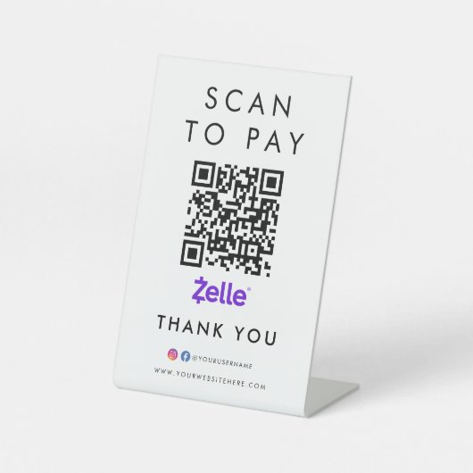 Vielen Dank Zelle Modern Scan zu bezahlen QR Code Sockelschild (Vorderseite)