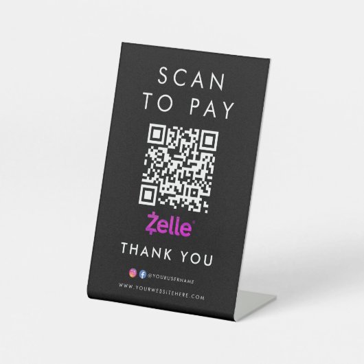 Vielen Dank Zelle Modern Scan zu bezahlen QR Code Sockelschild (Vorderseite)