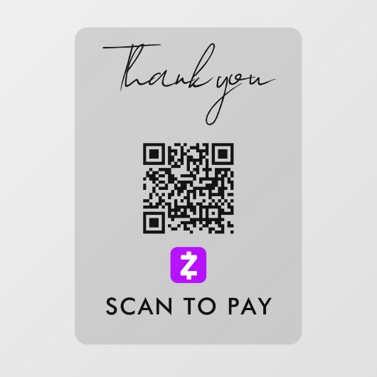 Vielen Dank Zelle QR Code Scan zu bezahlen moderne Fensteraufkleber (Blatt)