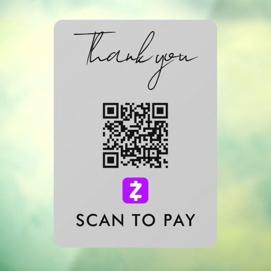 Vielen Dank Zelle QR Code Scan zu bezahlen moderne Fensteraufkleber (Blatt 3)