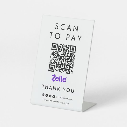 Vielen Dank Zelle Scan zu bezahlen QR-Code modern Sockelschild (Vorderseite)
