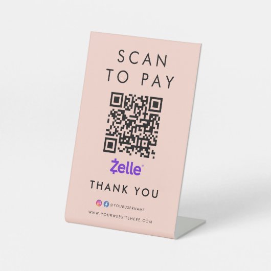 Vielen Dank Zelle Scan zu bezahlen QR-Code rot pin Sockelschild (Vorderseite)