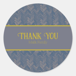 Vielen Dank Zickzack Muster Retro Blue Personalize Runder Aufkleber