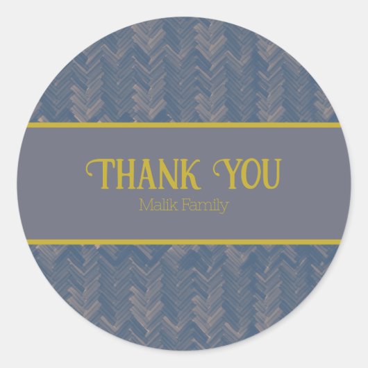 Vielen Dank Zickzack Muster Retro Blue Personalize Runder Aufkleber (Vorderseite)