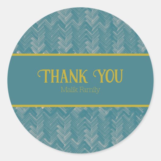 Vielen Dank Zickzack Muster Türkis personalize Runder Aufkleber (Vorderseite)