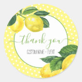Vielen Dank Zitronenwasserfarbe Punkte rustikales  Runder Aufkleber (Vorderseite)