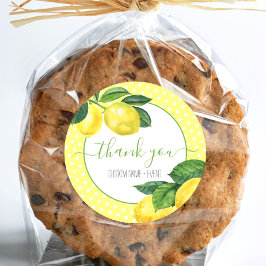 Vielen Dank Zitronenwasserfarbe Punkte rustikales  Runder Aufkleber