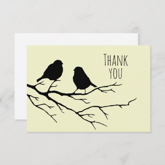 Vielen Dank, zwei Silhouetten Bäume Zweig Natur Dankeskarte (Vorne/Hinten)